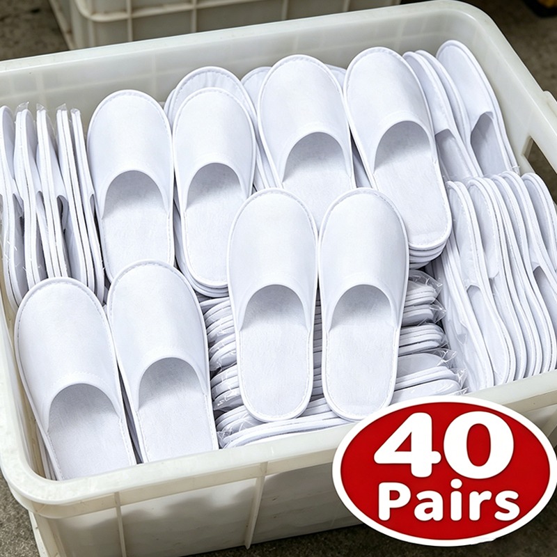 Home Bathroom Spa - 40pairs 2026 Witte Hotel Slipper Unisex