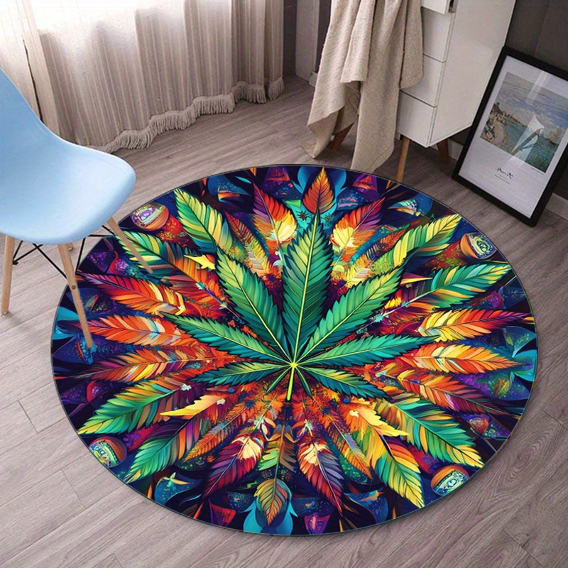 Home Bathroom Door Design - Kleurrijk Feather Mandala Rond Tapijt Boheemse