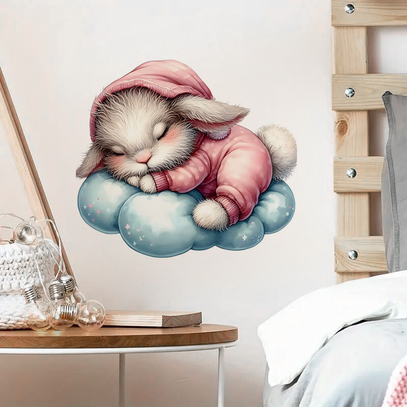 Home Bathroom Window - Leuke Sleepy Bunny sticker, waterdichte huis