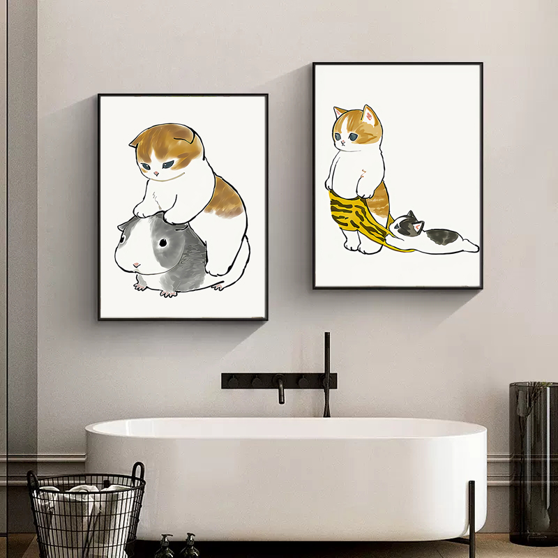 Home Bathroom Wallpaper - Toilet Kat Speelt Met Mobiele Telefoon