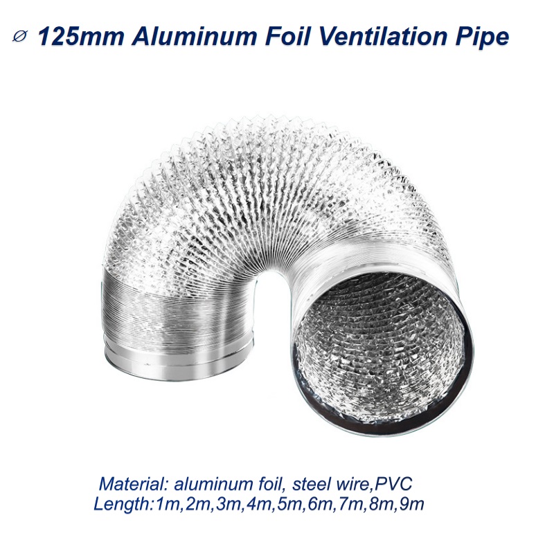 Home Bathroom Vent - 125Mm Aluminiumfolie Ventilatiepijp Schaalbare Rookbuis Voor