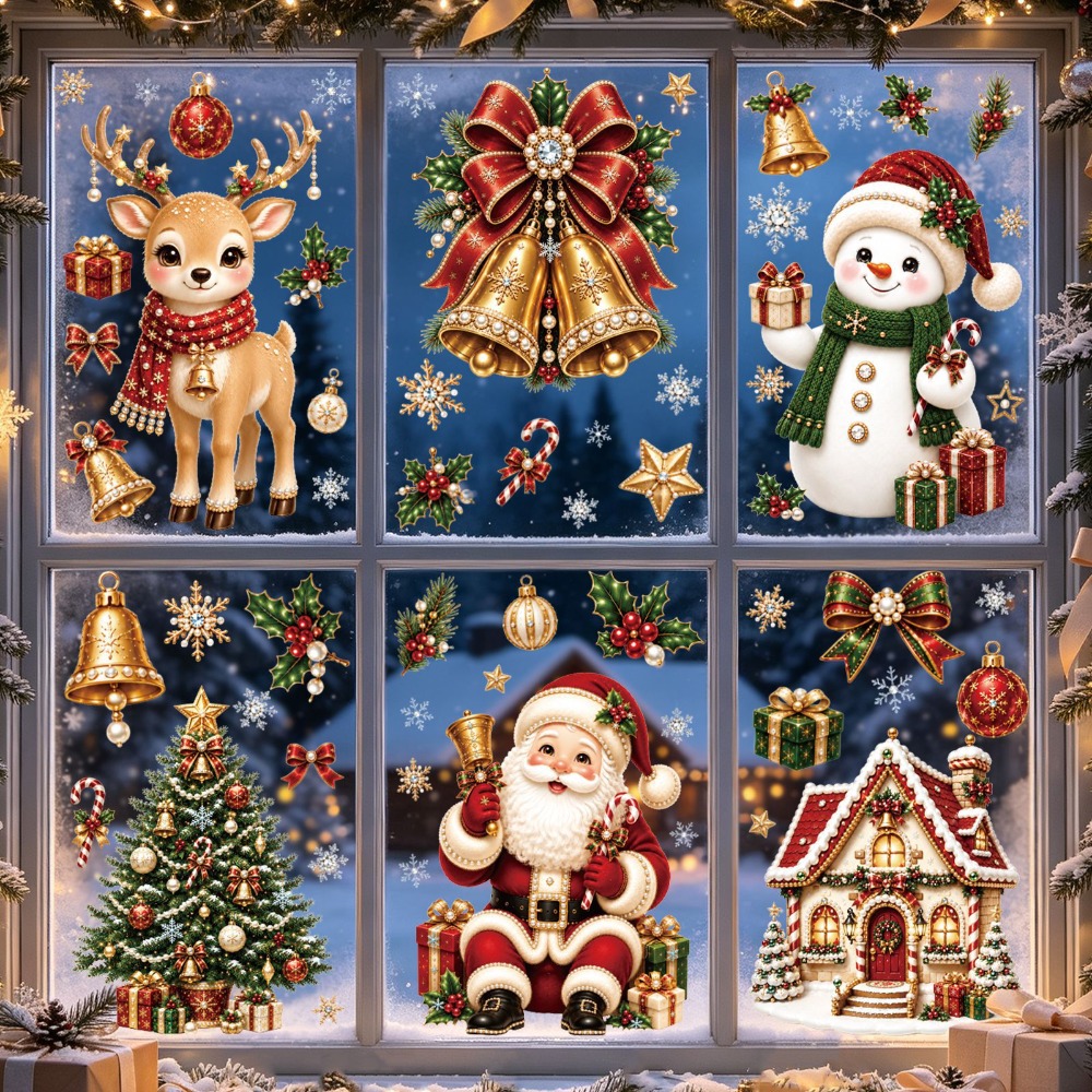 Home Bathroom Floor Tiles - Kerstmis 2027 Nieuwe Raamstickers Schattige Kerstman