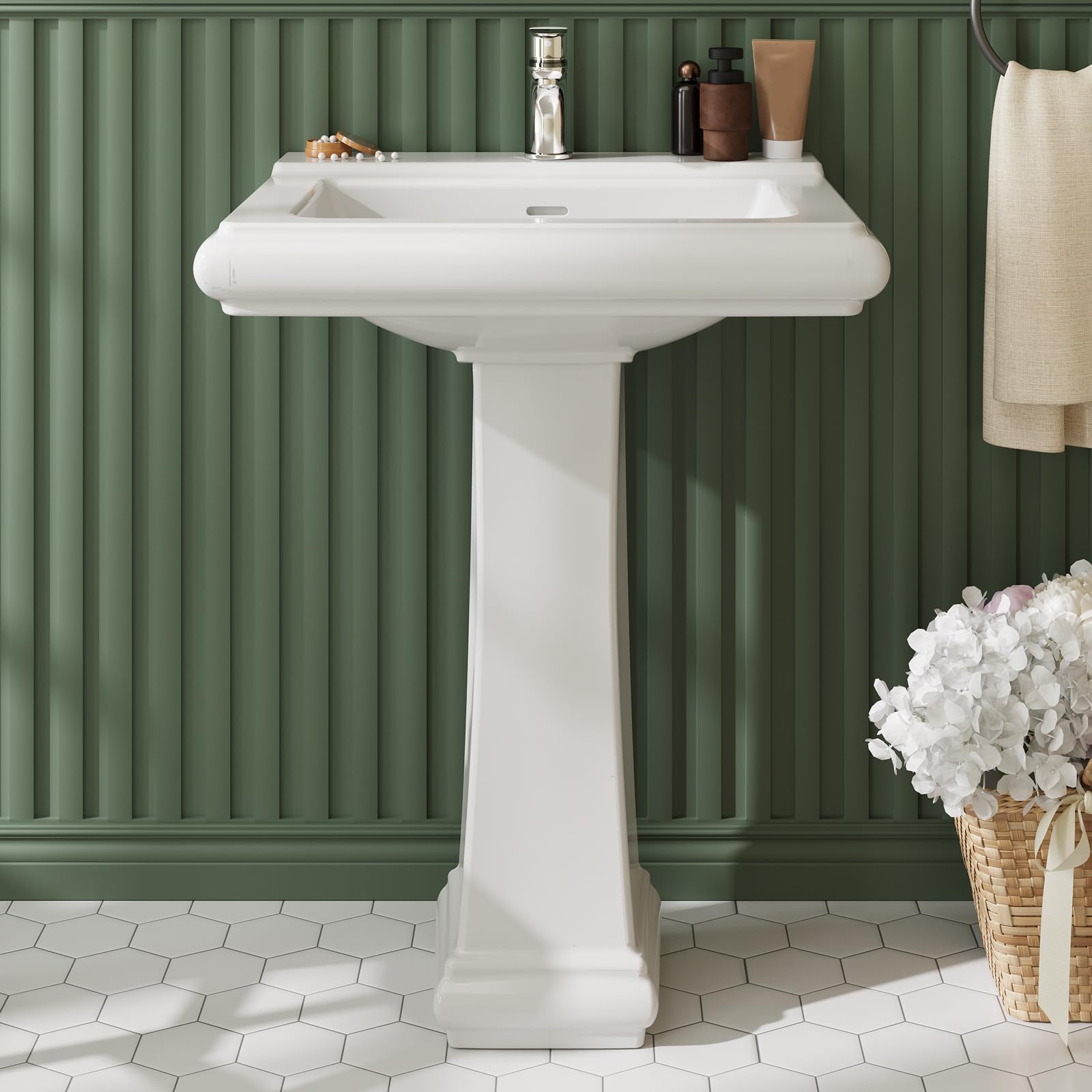Home Bathroom Remodel - Vierkante keramische wastafel op voet met