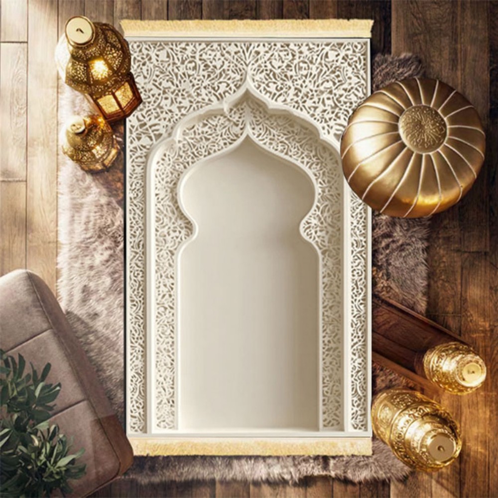 Home Bathroom Door Design - VIKAMA Islamitisch gebedskleed met wit luxe