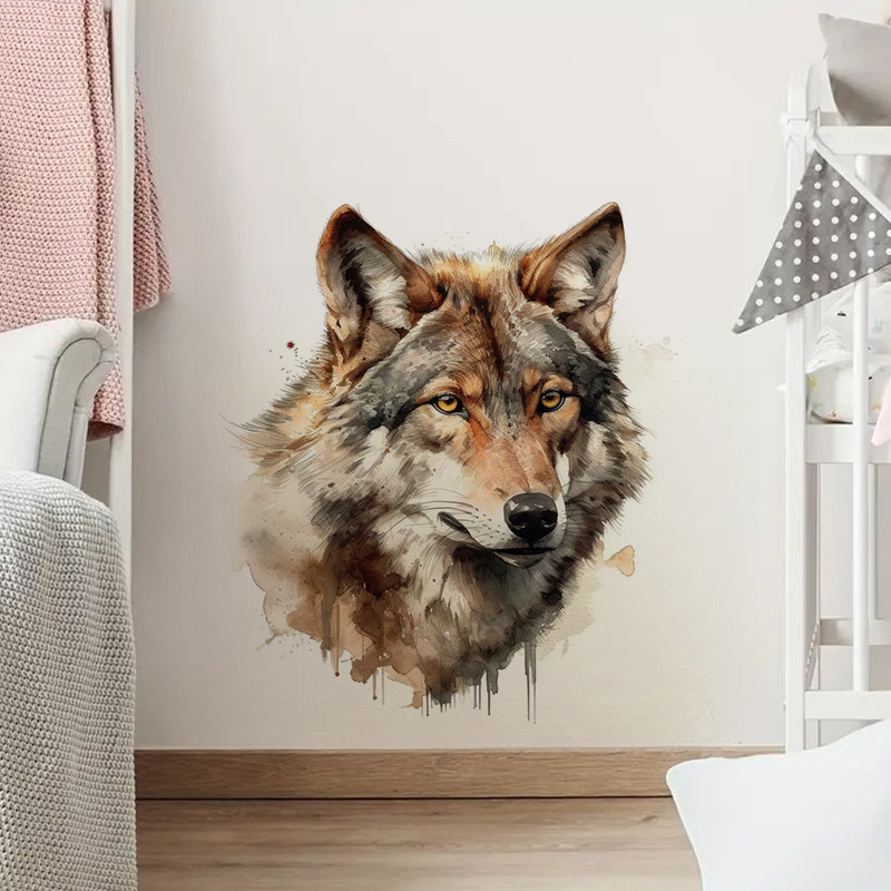 Home Bathroom Floor Tiles - Wolf muurstickers, toiletstickers, heldere badkamer voor