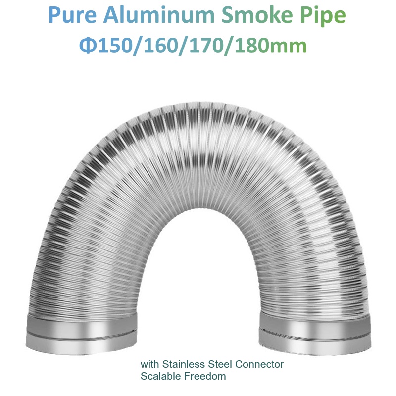 Home Bathroom Vent - Φ90-180mm Zuiver Aluminium Rookpijp Semi-Flexibel Ventilatiekanaal