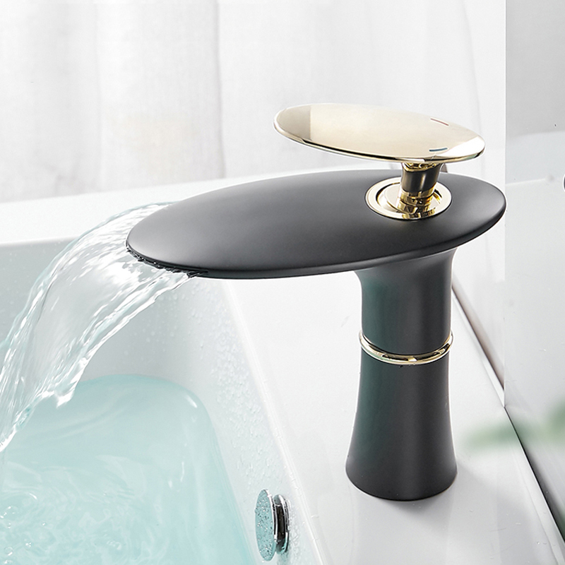 Home Hardware Bathroom Faucets - Waterval Wastafel Kraan Wit Goud Warm