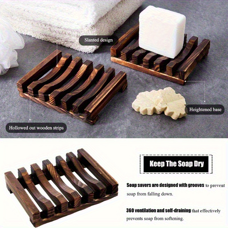 Home Bathroom Vent - 1-delige zeephouder van natuurlijk hout, zelfdrainerende