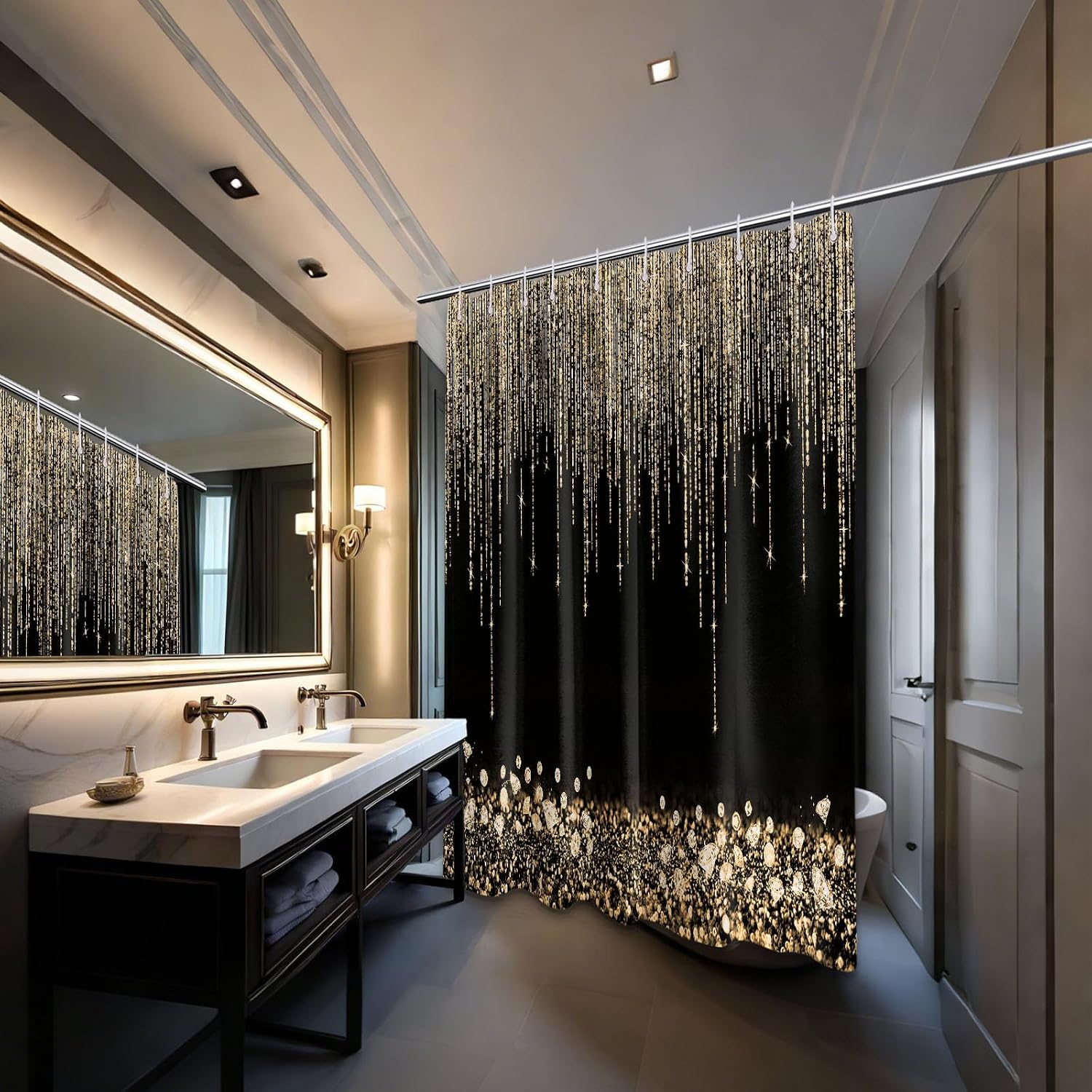 Luxe gouden glitter douchegord - Home Bathroom Spa recensie en prijs