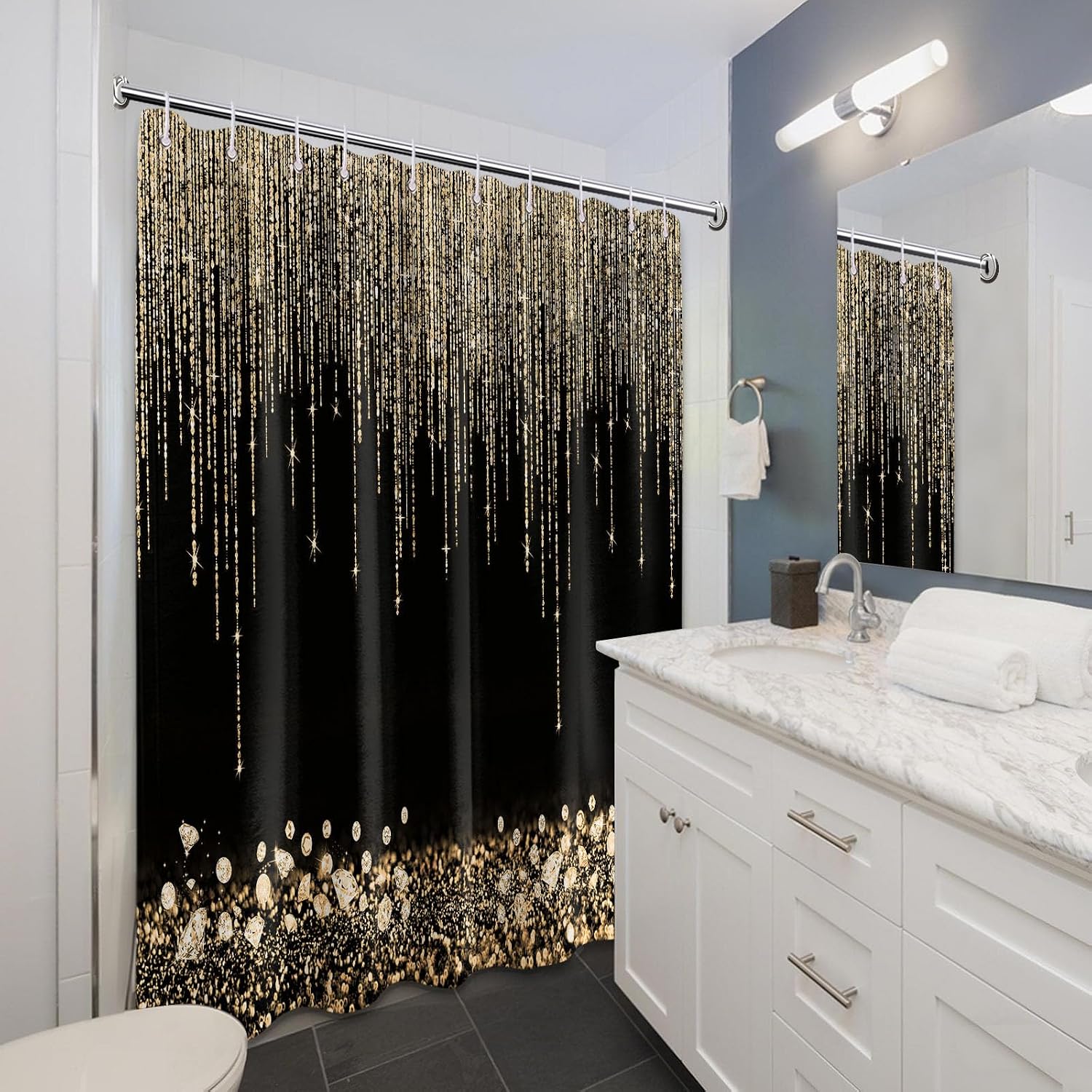 Luxe gouden glitter douchegord - Home Bathroom Spa recensie en prijs