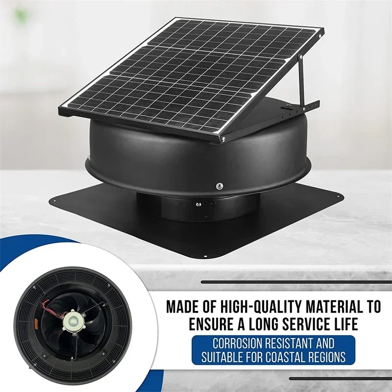 Zonne-energie zolderdak zwart  - Home Bathroom Vent Fans recensie en prijs