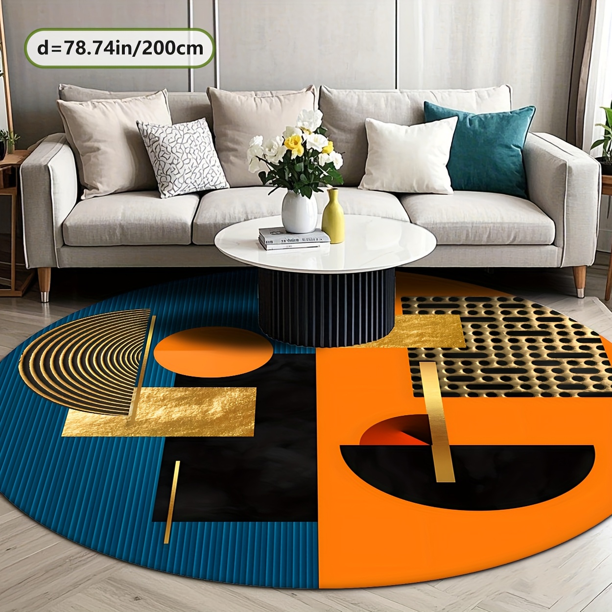 Oranje Blauw Goud Abstract Geo - Home Bathroom Door Design recensie en prijs