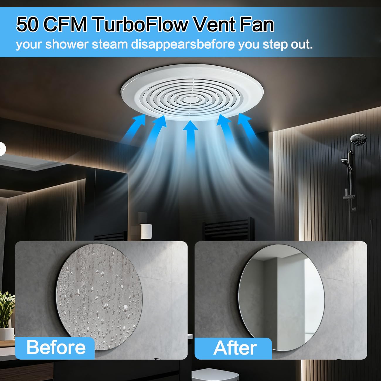 V2262-50 7 inch badkamer afzui - Home Bathroom Vent Fans recensie en prijs