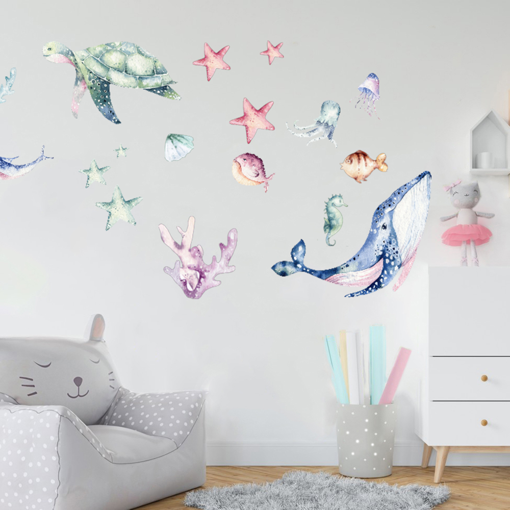 Aquarel zeeleven oceaan muurst - Home Bathroom Floor Tiles recensie en prijs