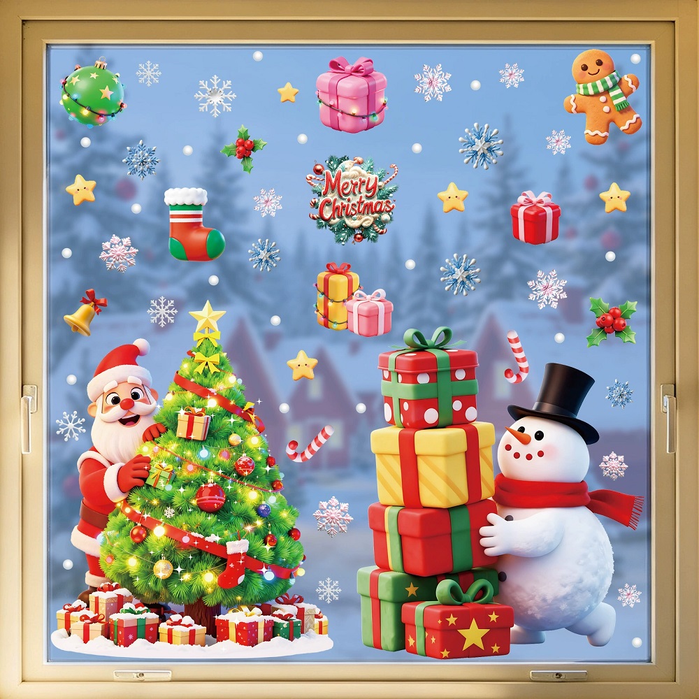 Sneeuwpop Kerstman Kerst Raams - Home Bathroom Window recensie en prijs