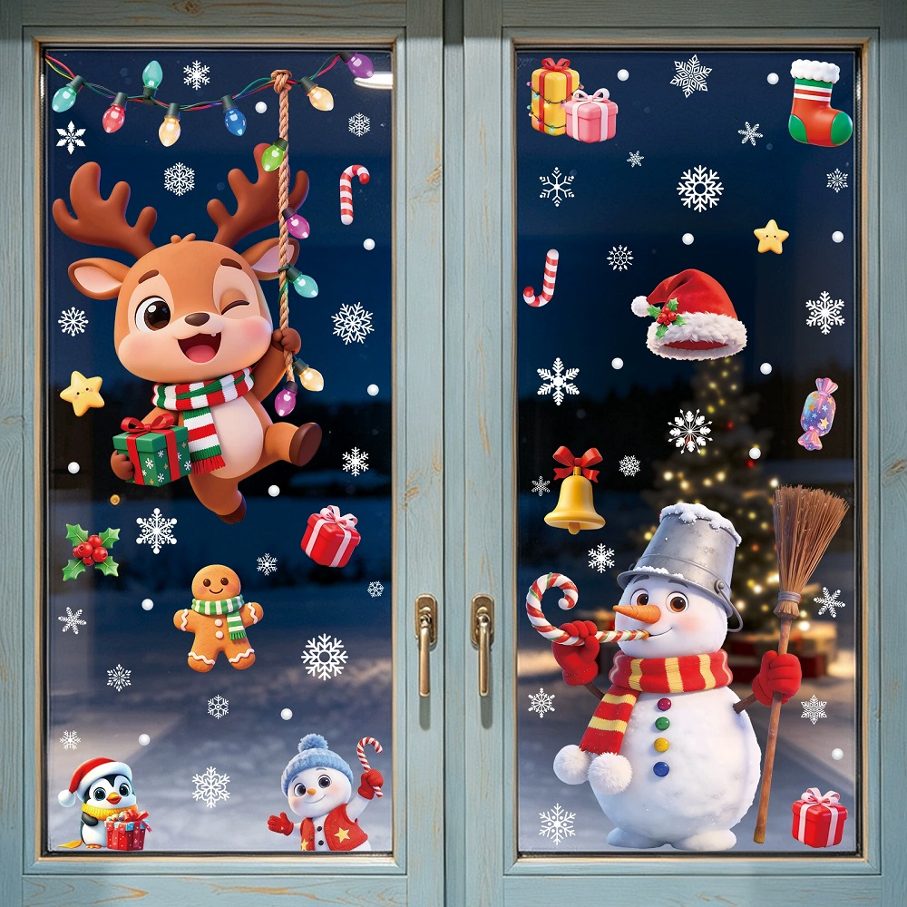 Sneeuwpop Kerstman Kerst Raams - Home Bathroom Window recensie en prijs