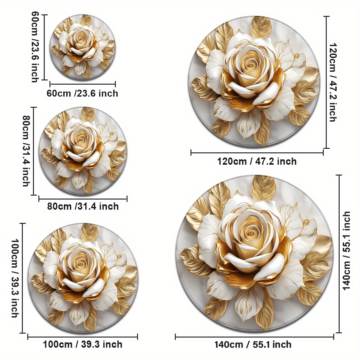 Witgoud Rose rond vloerkleed,  - Home Bathroom Door Design recensie en prijs
