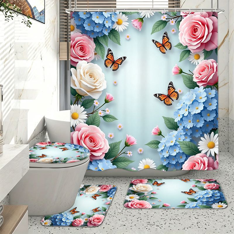 Rozen-hortensia-vlinder rand b - Home Bathroom Remodel recensie en prijs