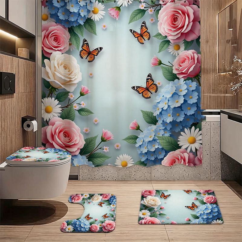 Rozen-hortensia-vlinder rand b - Home Bathroom Remodel recensie en prijs