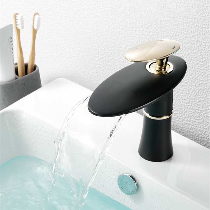 Wit/Zwart Goud Waterval Wastaf - Home Hardware Bathroom Faucets recensie en prijs