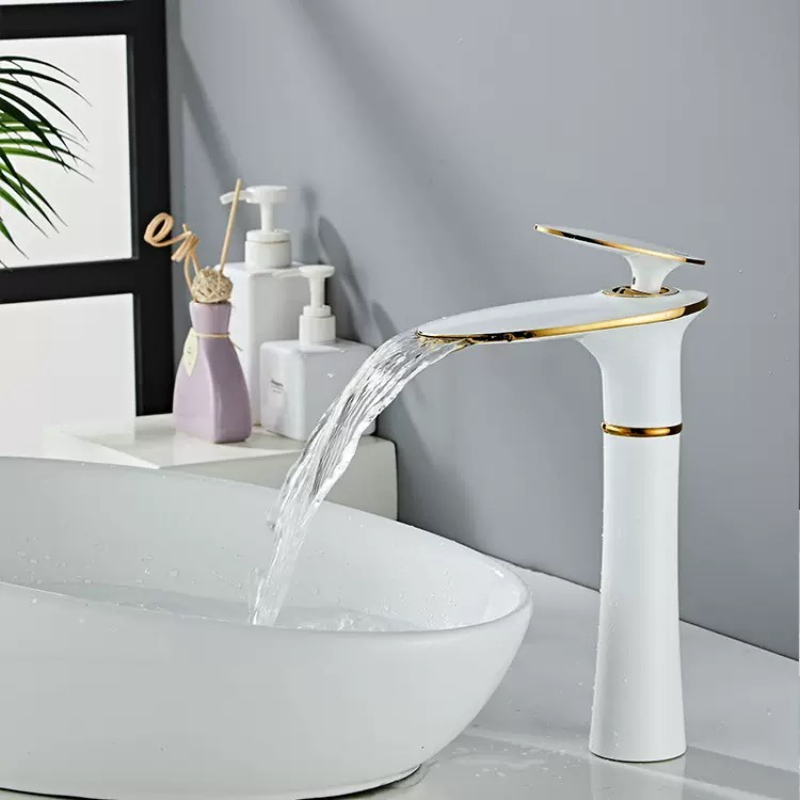 Wit/Zwart Goud Waterval Wastaf - Home Hardware Bathroom Faucets recensie en prijs