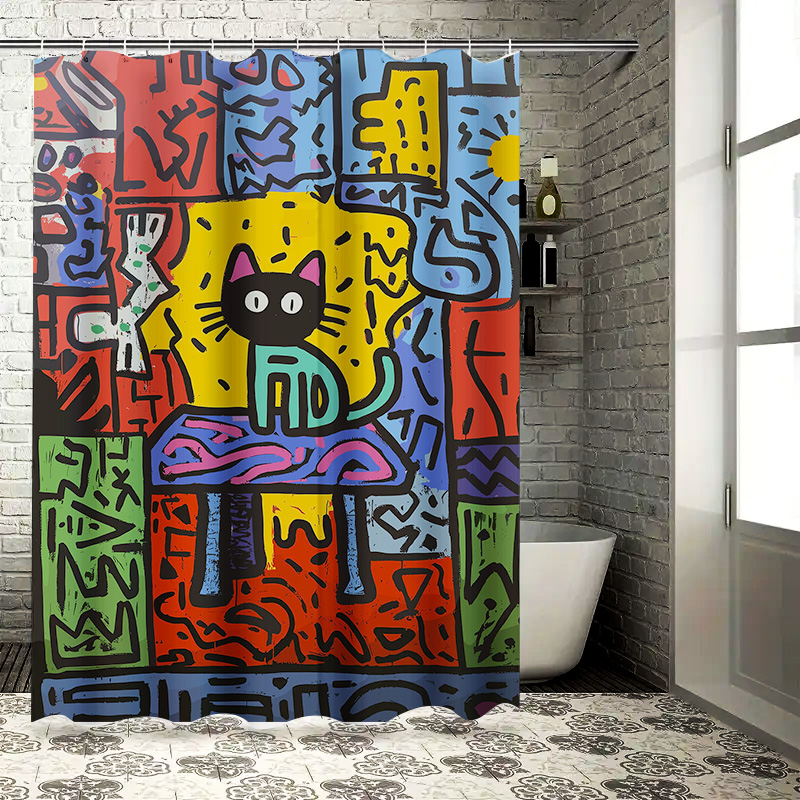 Felgekleurd graffiti douchegor - Home Bathroom Remodel recensie en prijs