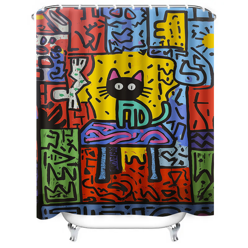 Felgekleurd graffiti douchegor - Home Bathroom Remodel recensie en prijs