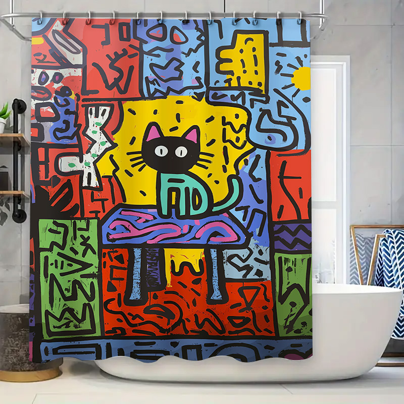 Felgekleurd graffiti douchegor - Home Bathroom Remodel recensie en prijs